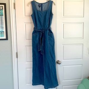 Gap Denim Sleeveless Square Neck Wide Leg Jumpsuit Size 2
